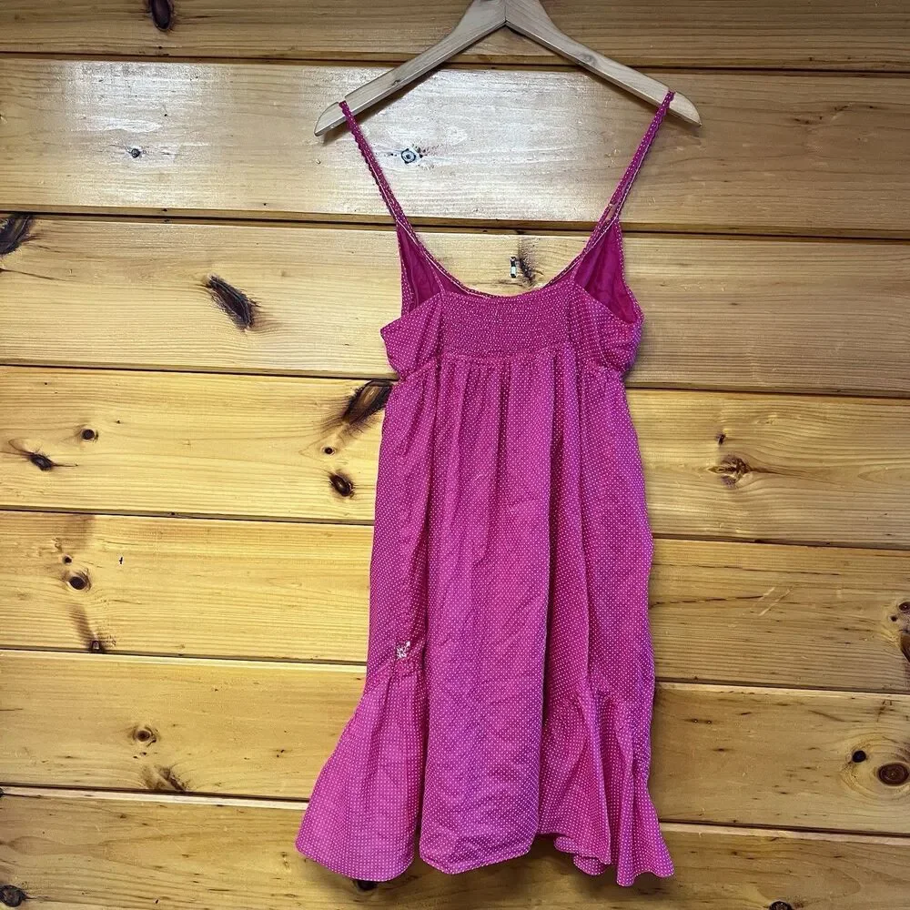 Vintage Y2K American Eagle Sun Dress Pink With White Polka Dots, Womens Size 12 - Picture 5 of 6